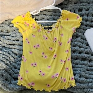 Forever 21 Yellow Floral Women's Top